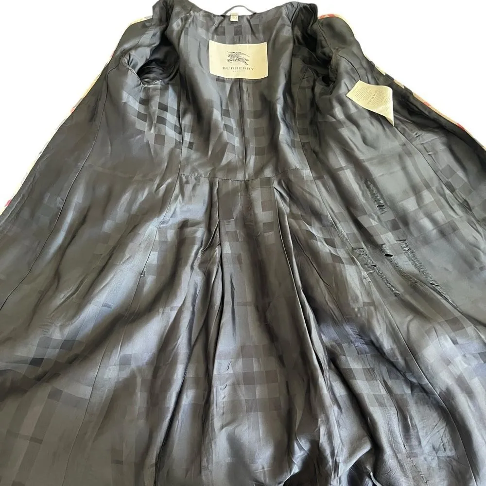 Burberry London Wool Cashmere Coat Gray Long Wrap Collar Back Belt UK 6 US 4 - Image 9