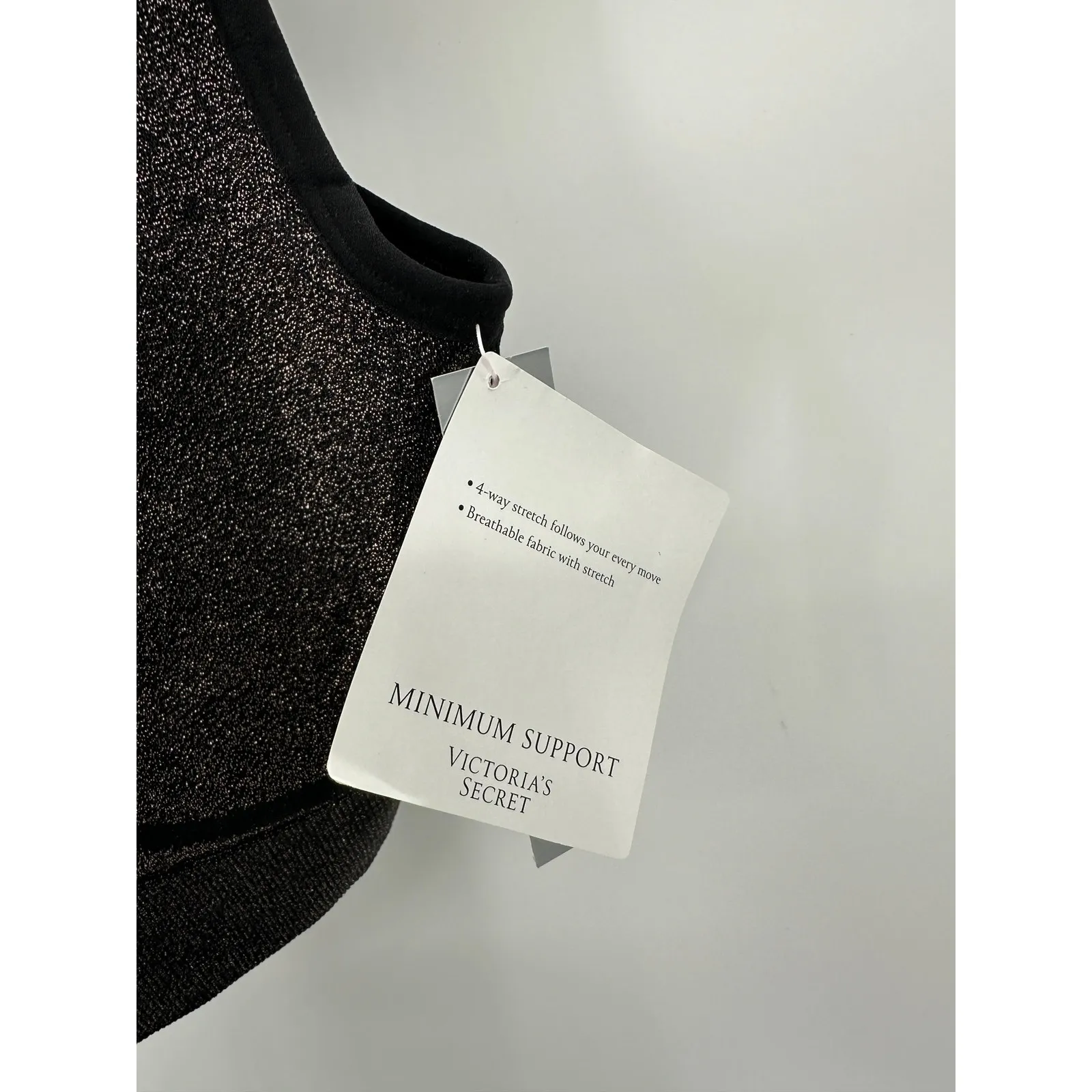 Victoria's Secret Sports Bra Women Size M Black Shimmer Workout Training Running - Image 5