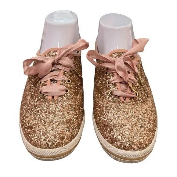 Kate Spade x Keds Rose Gold Bridal Sparkle Embellished Sneakers Women's 8 - Image 4