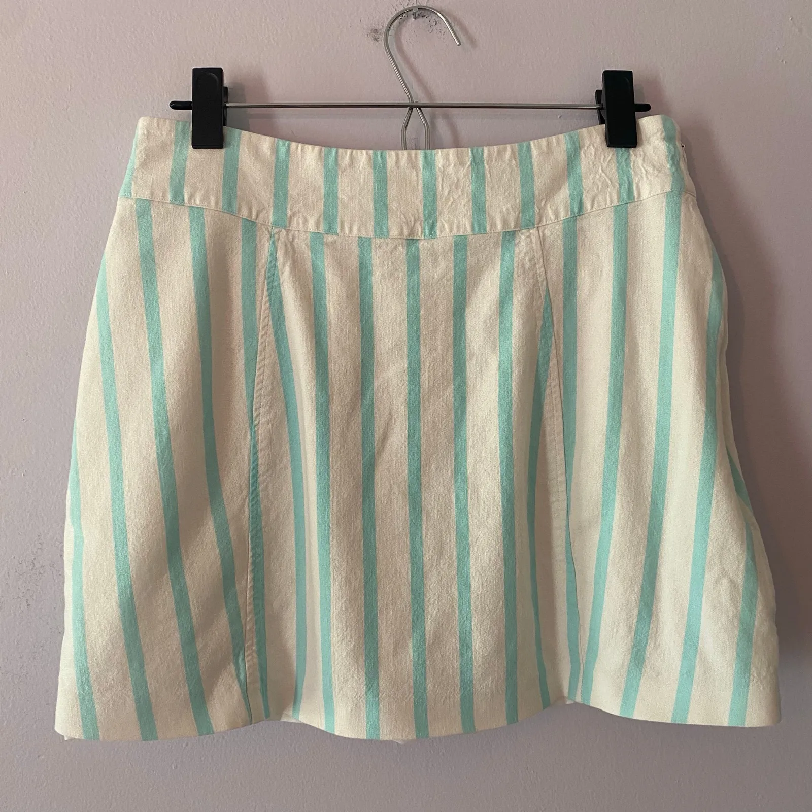 For Love and Lemons Janelle Blue White Striped Linen Mini Skirt Women size Large - Image 6