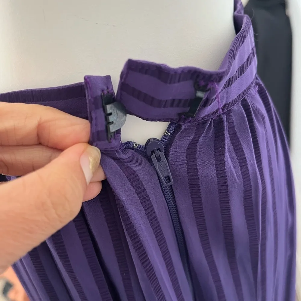 Vintage 80s Leslie Fay purple accordion pleat A line midi skirt size 8 - Image 4