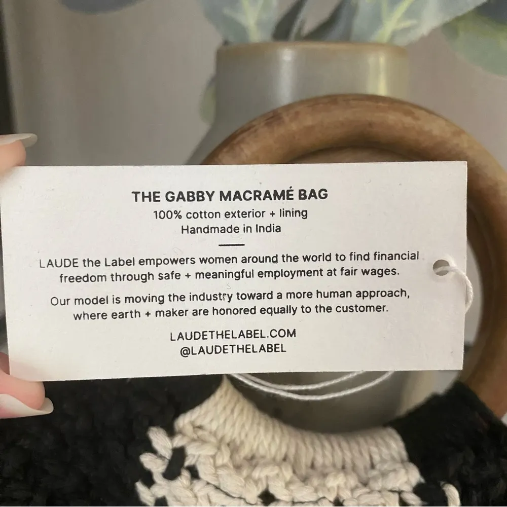 LAUDE THE LABEL Gabby Mini Macrame Bag Black - Image 4