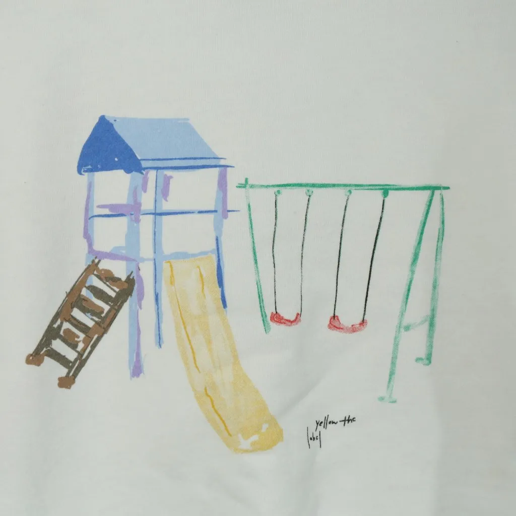 YLW “Recess” Embroidered Crewneck Sweatshirt White M Retro Playground Graphic Size M - Image 3