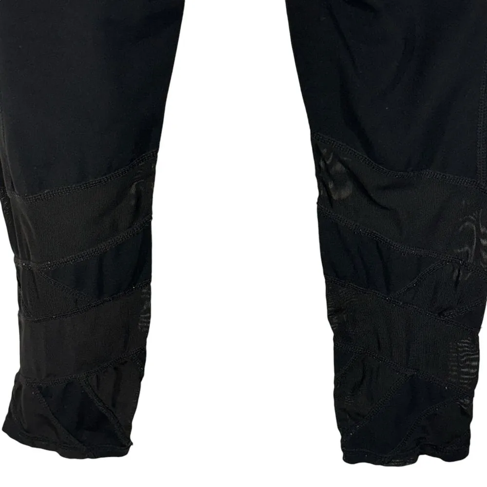 Athleta X-Small Capri Leggings Activewear Mesh Accent Elastic Waist Pocket Black - Image 6