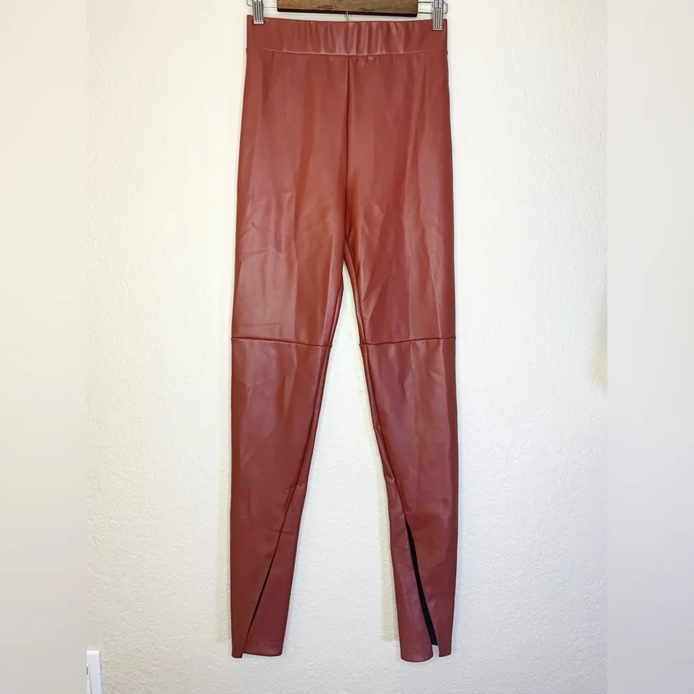 NWT ALIX NYC Carlisle Faux Leather Split Hem Pants Paprika Size S - Image 5