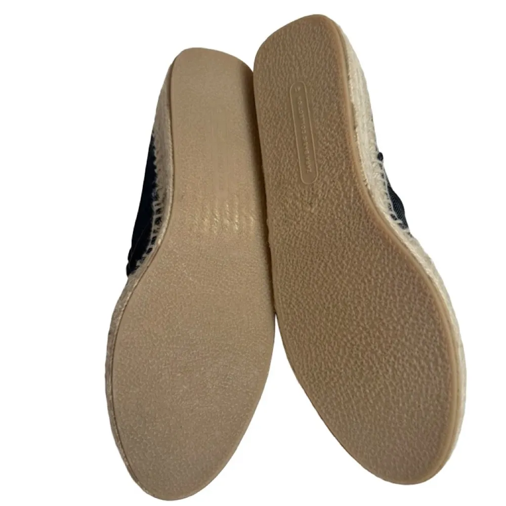 Zara Basic Collection Black Denim Espadrille Slip-On Flats - Image 8