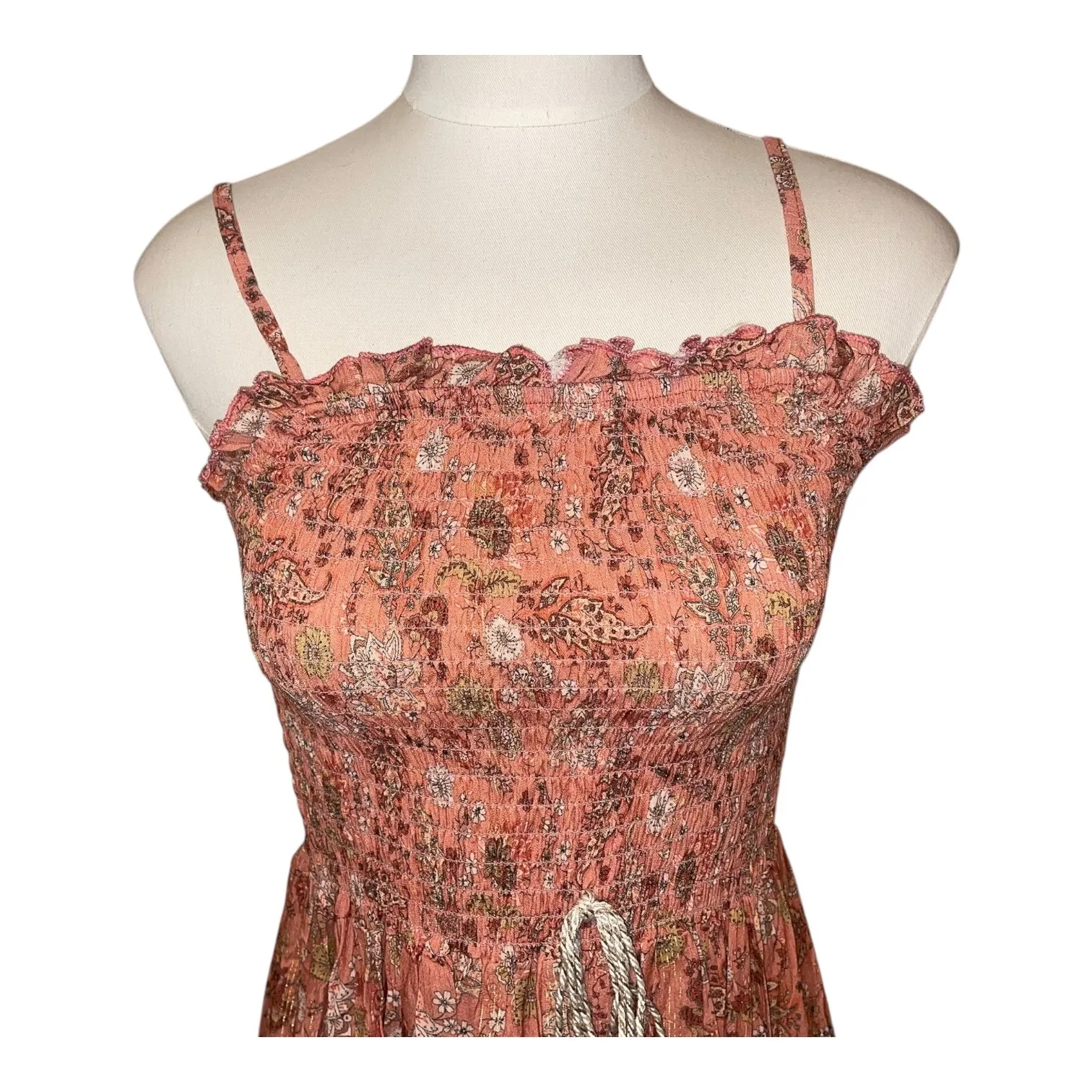 Scandal Italy Mona Boho Smocked Floral Midi Dress Made in Italy Size M Size M - Image 4