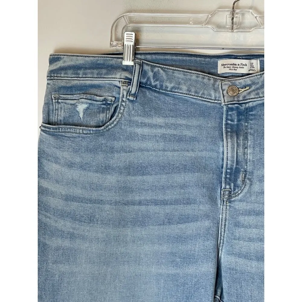 Abercrombie & Fitch Blue Light Wash Super Skinny‎ Ankle Jeans Plus Size 37 - Image 5