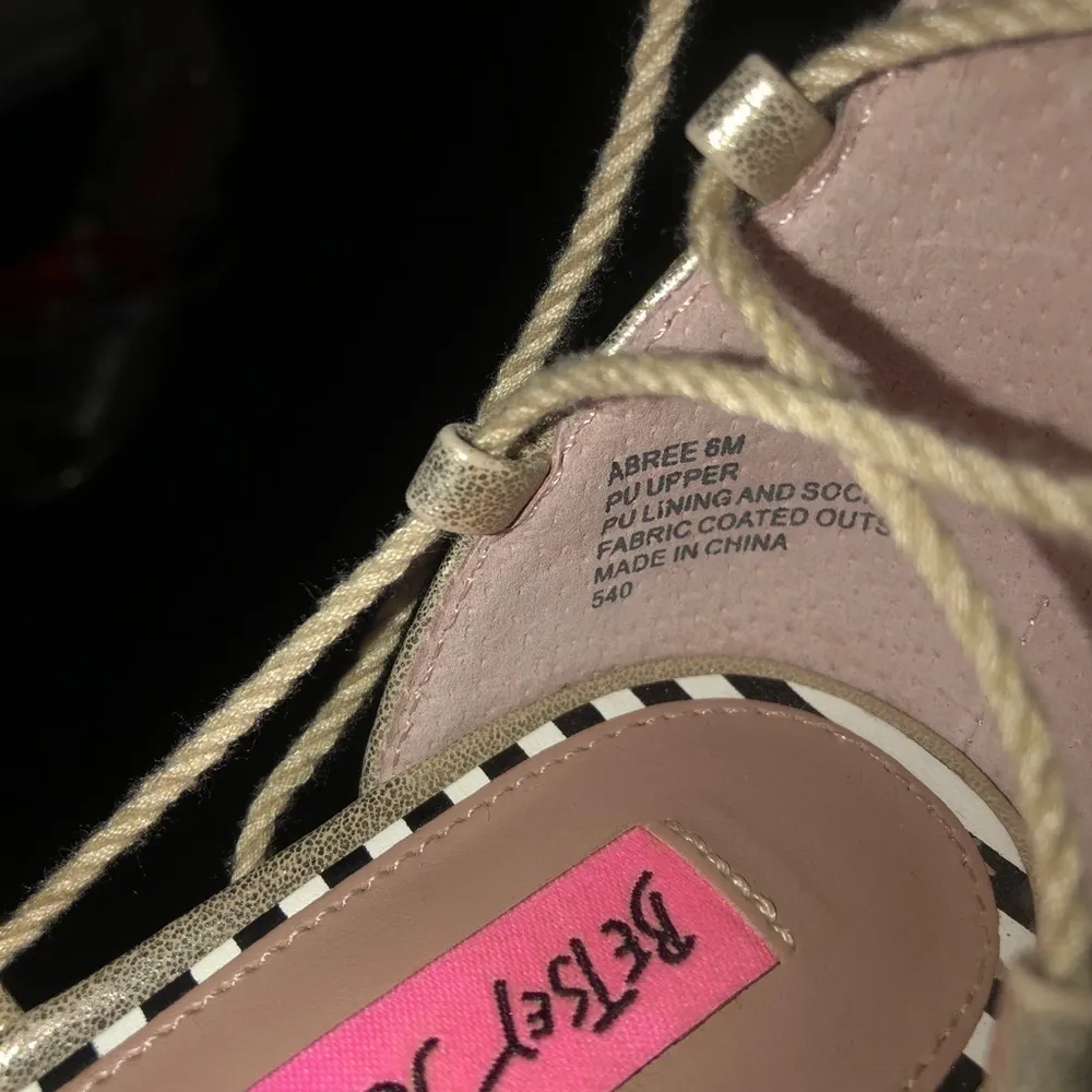 BETSEY JOHNSON 𝅺Abree Gold Lace-up Pom-Pom Sandals - Image 12