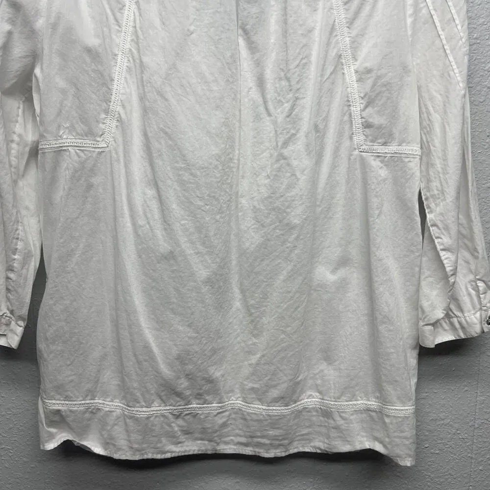 NYDJ Women's Embroidered Boho Peasant Cottagecore Gardencore Beach Tassel Top S - Image 8