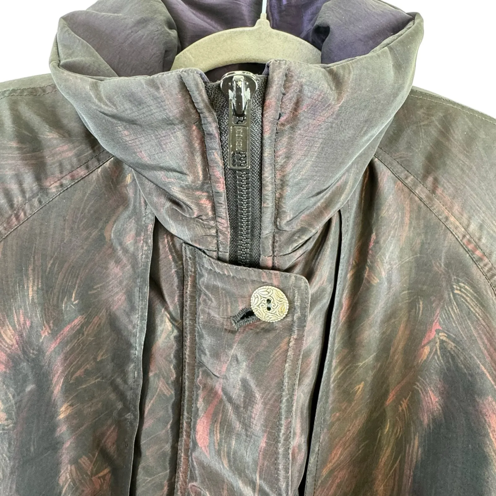 Mulberry Street Vintage Long Padded Shimmery Lined Full Zip Jacket Size S - Image 4