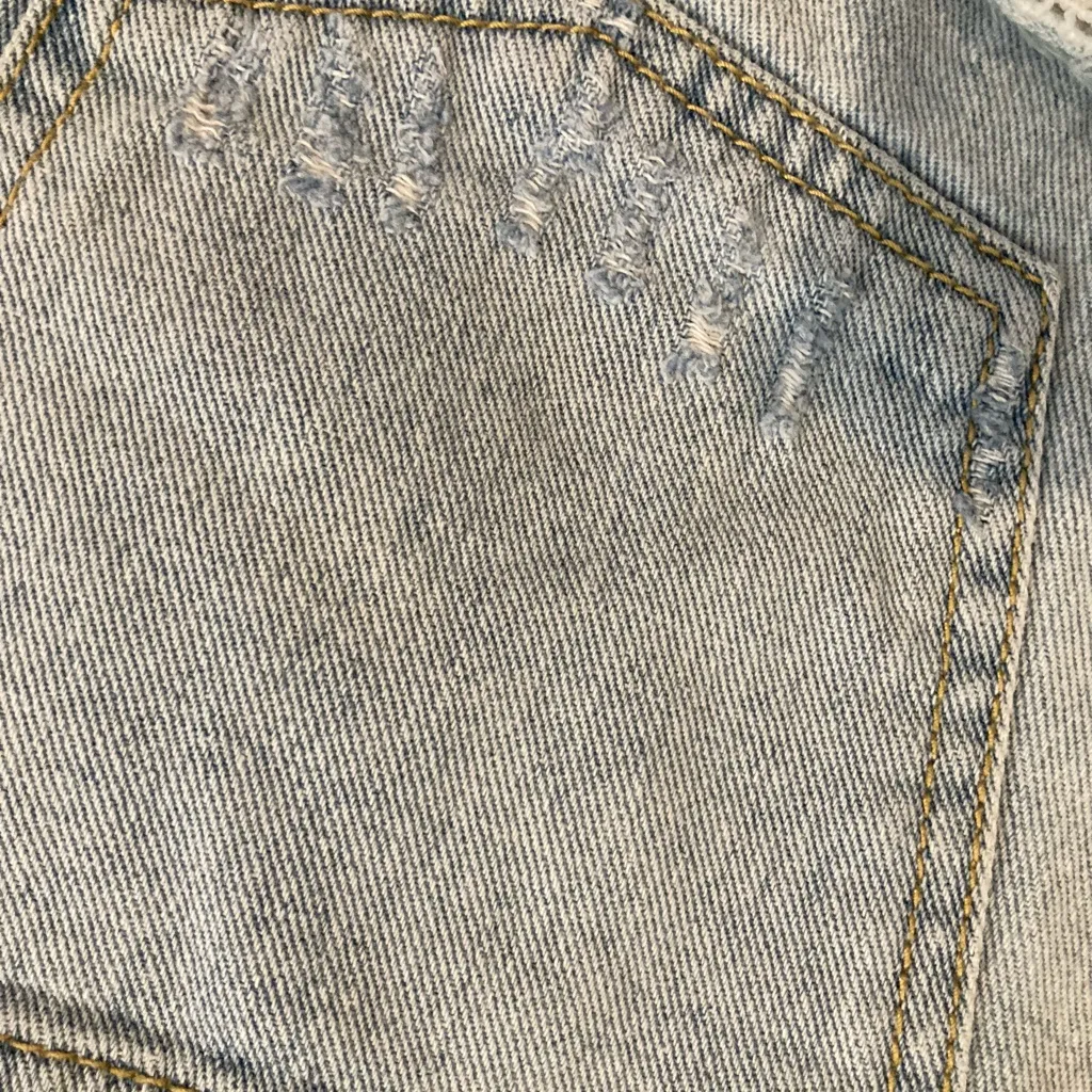 Free People Lace Trim Jean Shorts | Light Wash Festival Denim | Size 28 - Image 7