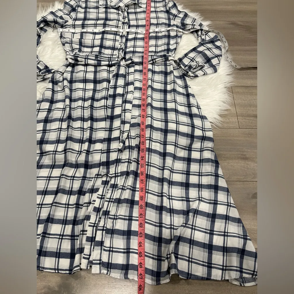 Umgee Navy and White Checkered Dress Size L - Image 8