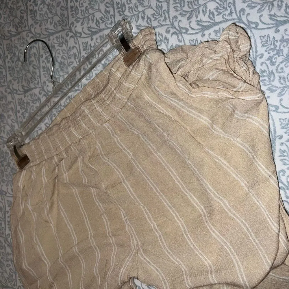 Boho chic beach pants nude flowy coverup linen style pool wide leg size L - Image 5