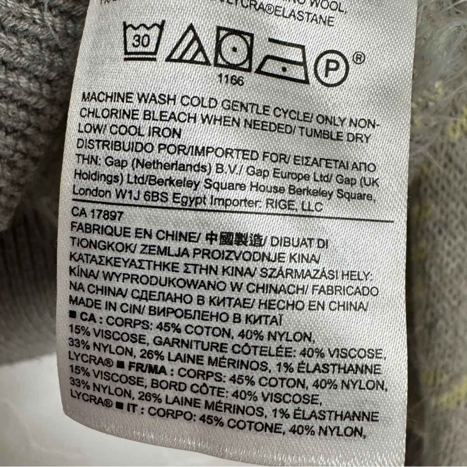 Banana Republic Grey Lime Green Plaid Sweater Womens XS Preppy Merino Wool Fall - Image 7