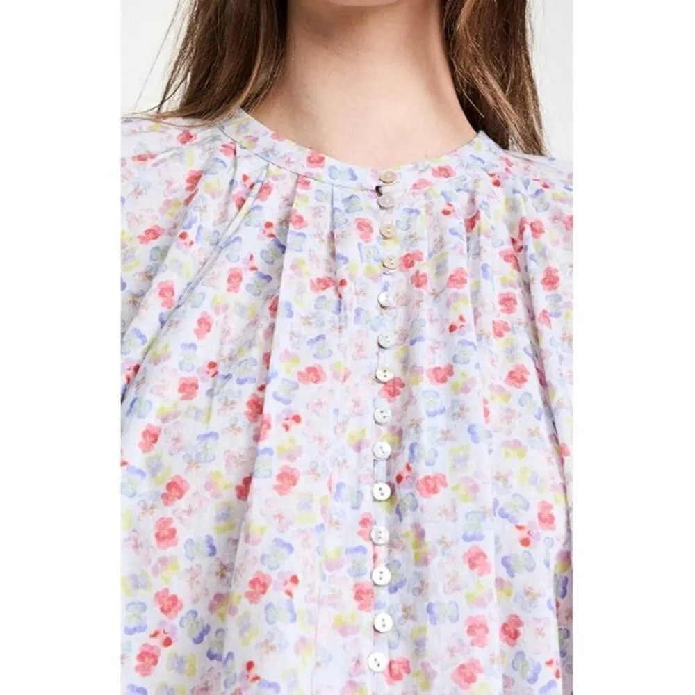 Something Navy Long Sleeve Flowy Button Up Floral Top Sz. S - Image 5