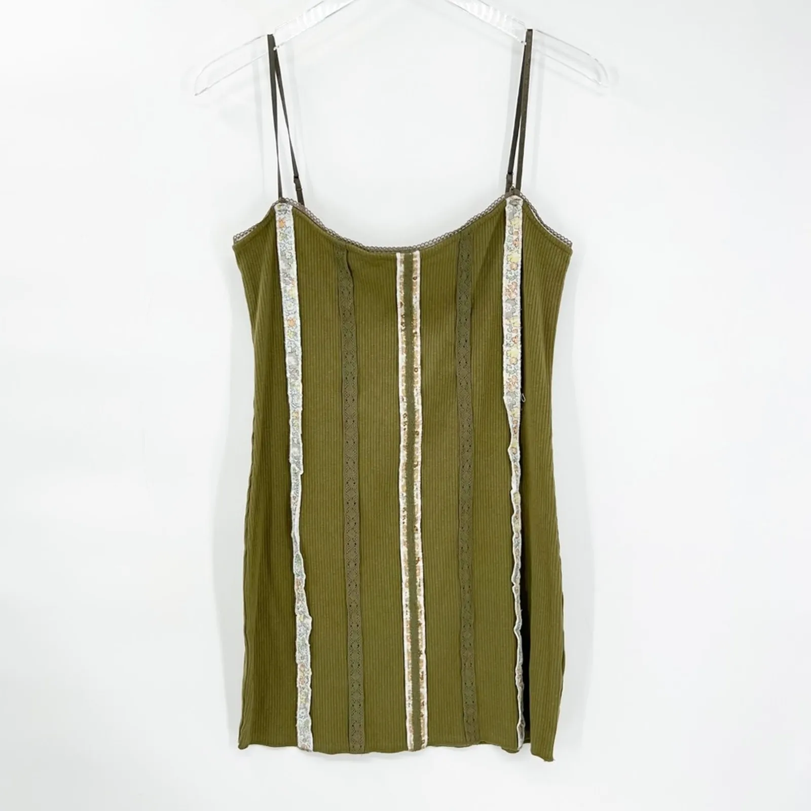 NEW Urban Outfitters Roxanne Floral Seamed Bodycon‎ Mini Dress L Green - Image 3