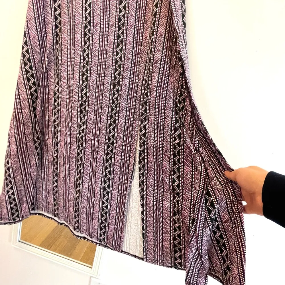 Westport 1962 Women Maxi Purple Pink Black Paisley Geometric Skirt Stretch Slit - Image 4