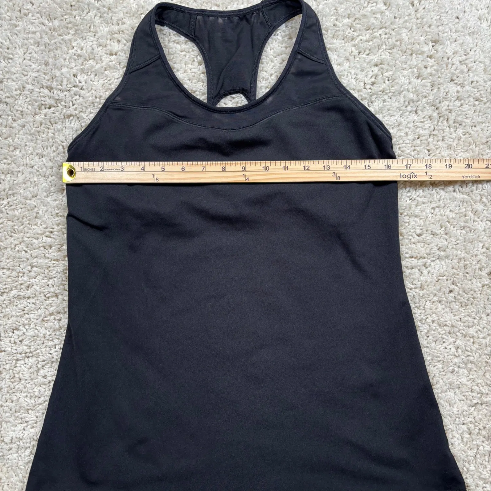 Athleta Black Racerback Tank Top Built In Bra Activewear Size LT - Image 2