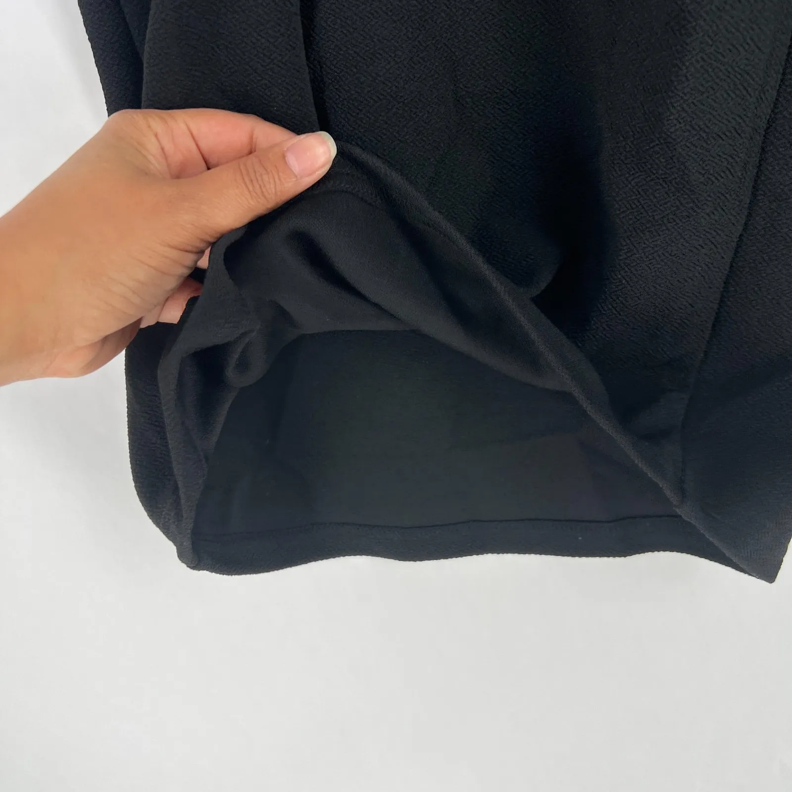 Shein Palazzo Crepe Pants Womens XS Black Pleated Side Zip High Rise Wide Leg - Image 5