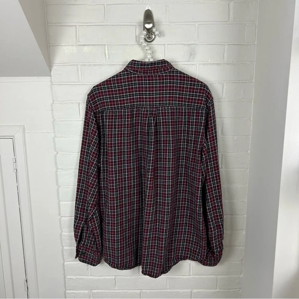 St. John’s Bay Red Plaid Classic Fit Flannel Shirt Size M Unisex - Image 4