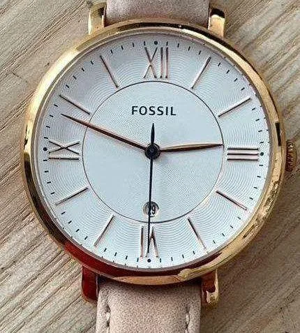 Fossil Jacqueline Ladies Watch Rose Gold Case White Dial Blush Leather Strap - Image 1