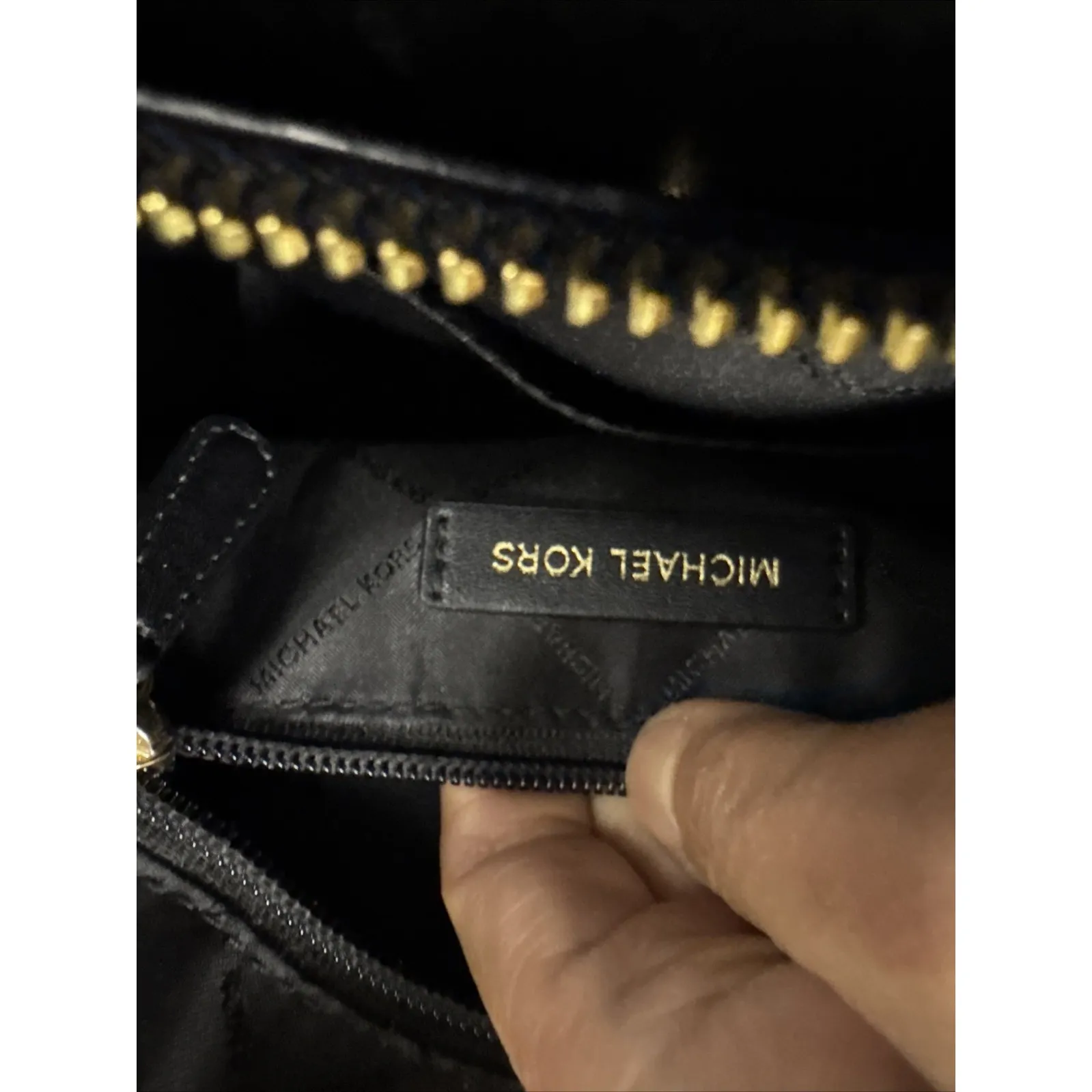 Michael Kors Black Handbag 2-Way‎ Gold Accents 13" X 11" X 6" - Image 12