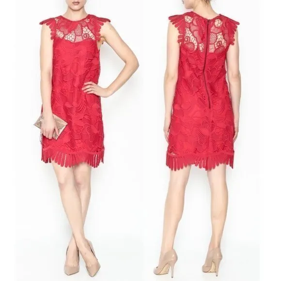 BB Dakota RSVP Red Lace Bodycon Lowe Dress Sz 2 - Image 2