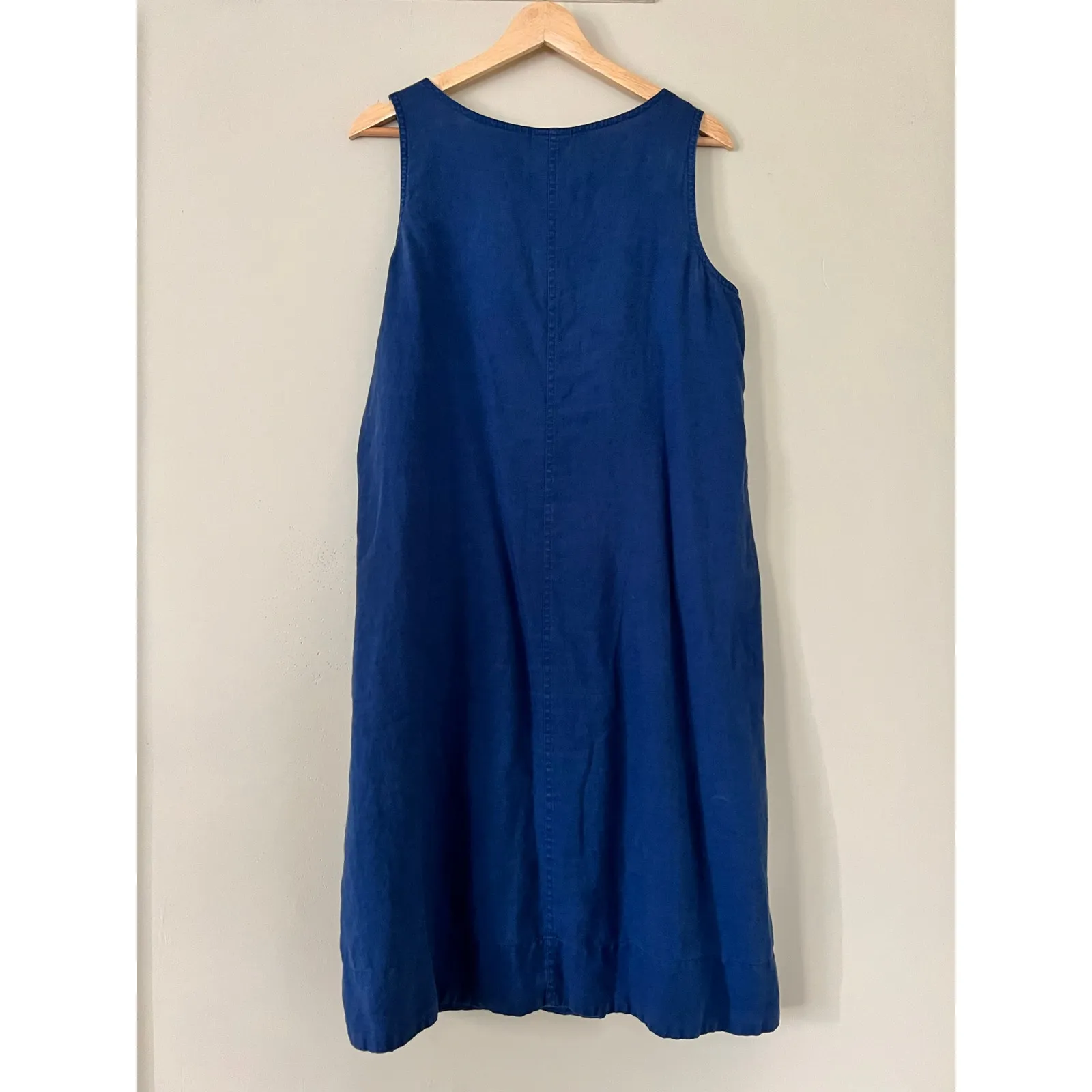 J.Jill A-Line Tunic Tank Dress Blue 100% Linen Long Maxi Jumper Medium Tall - Image 2