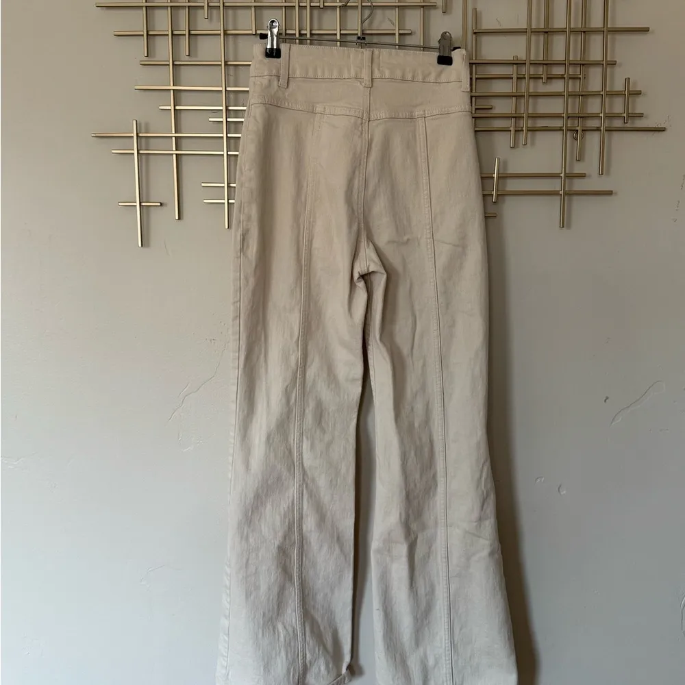 High-Waisted Cream Wide-Leg Pants - Image 8