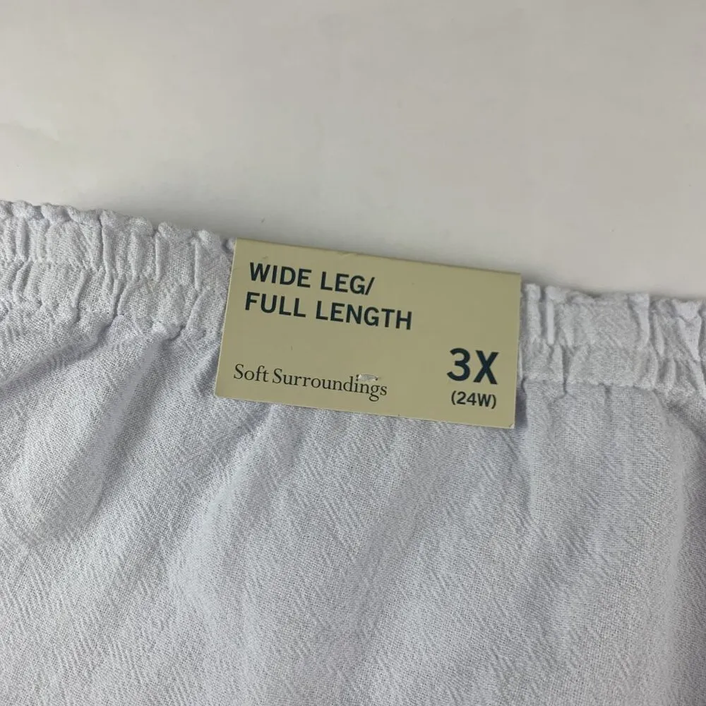Soft Surroundings White Cotton Gauze Pull On Wide Leg Lounge Pant 3X New - Image 7
