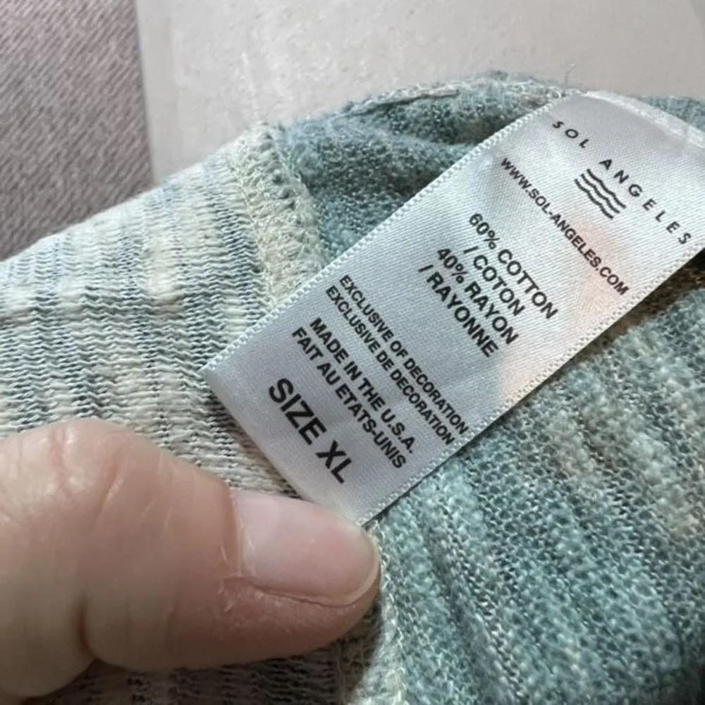 Anthropologie Sol Angeles Women's Textured Joggers Pants‎ Blue White Size XL - Image 11