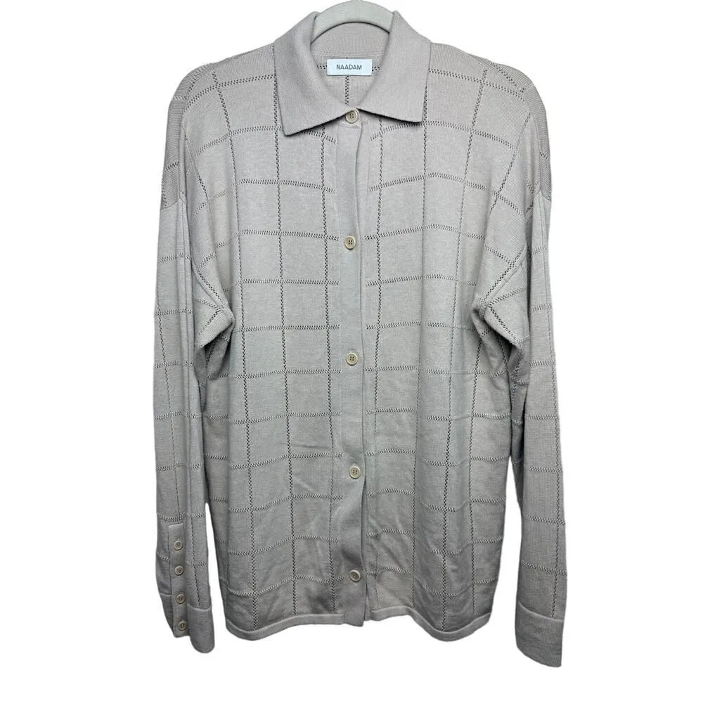 NAADAM Cotton Silk Grid Pointelle Sweater Sz. S - Image 2