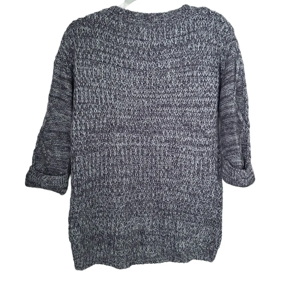 JJ Basics Women's Sz M Pullover Knit Sweater Gray 3/4 Cuff Sleeve Soft Stretch - Image 5