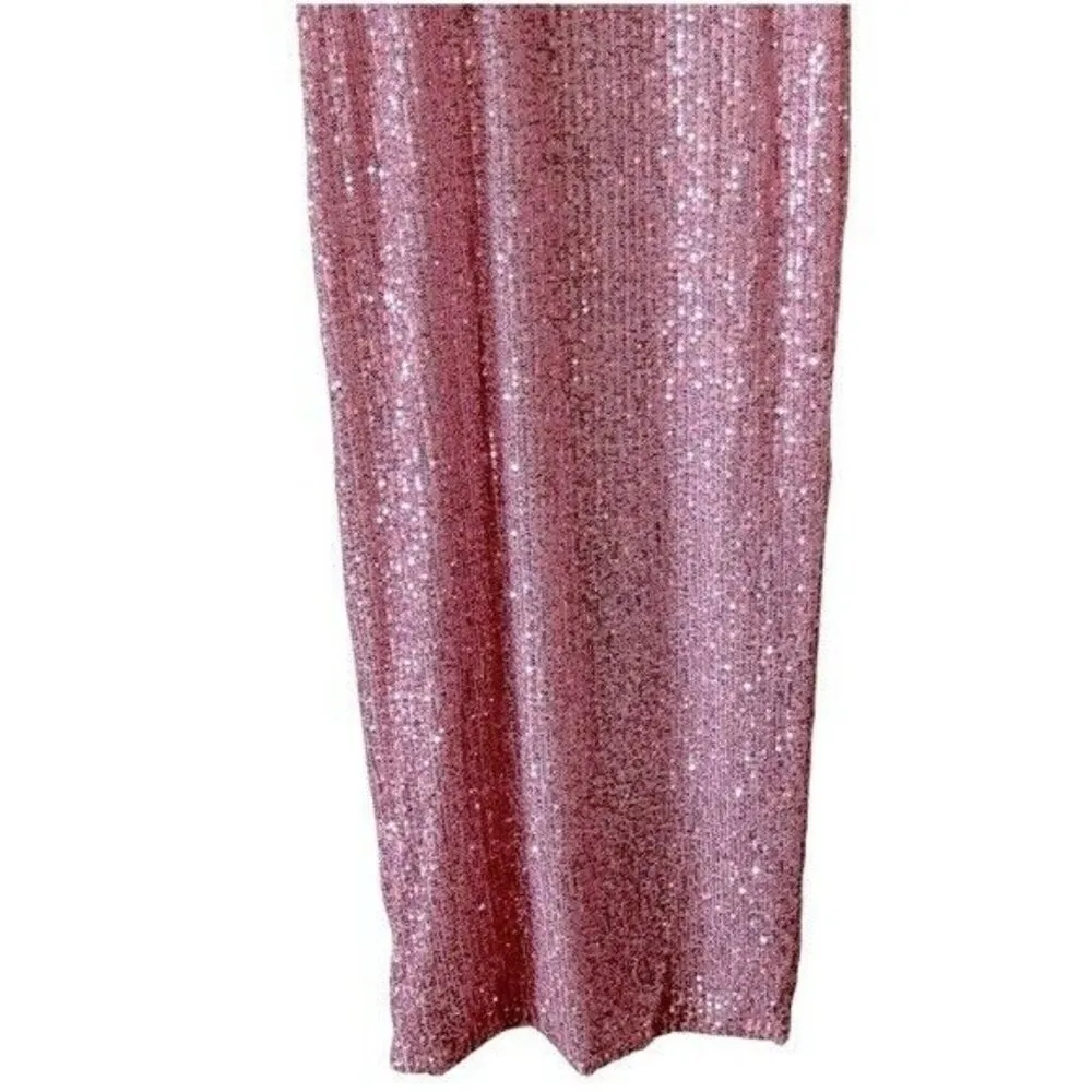 IEENA for MAC DUGGAL Sequined Faux Bow Column Gown Pink Sequin Size 6 NEW - Image 11