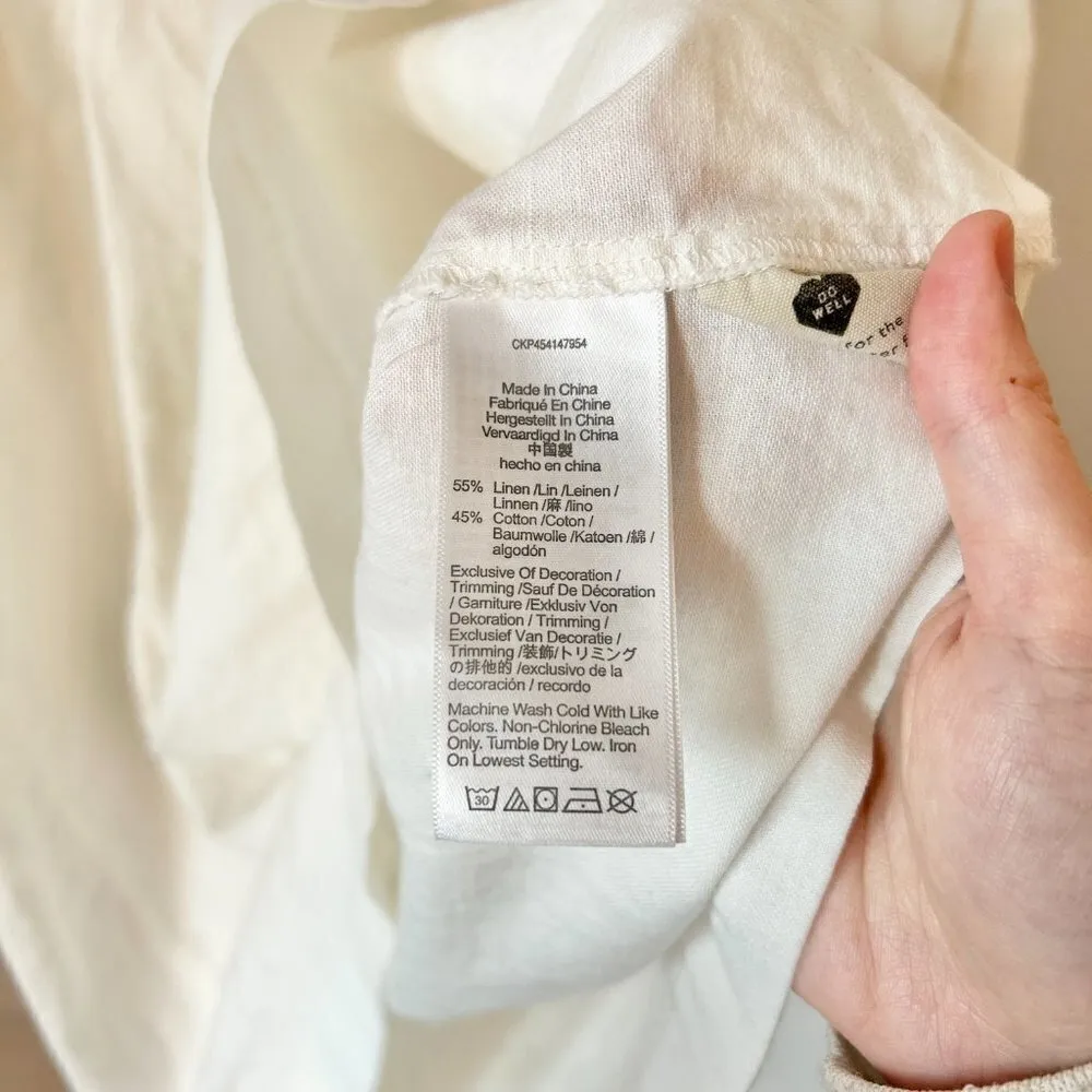 Madewell Linen Embroidered-Sleeve Popover Midi Dress Size XXS - Image 10