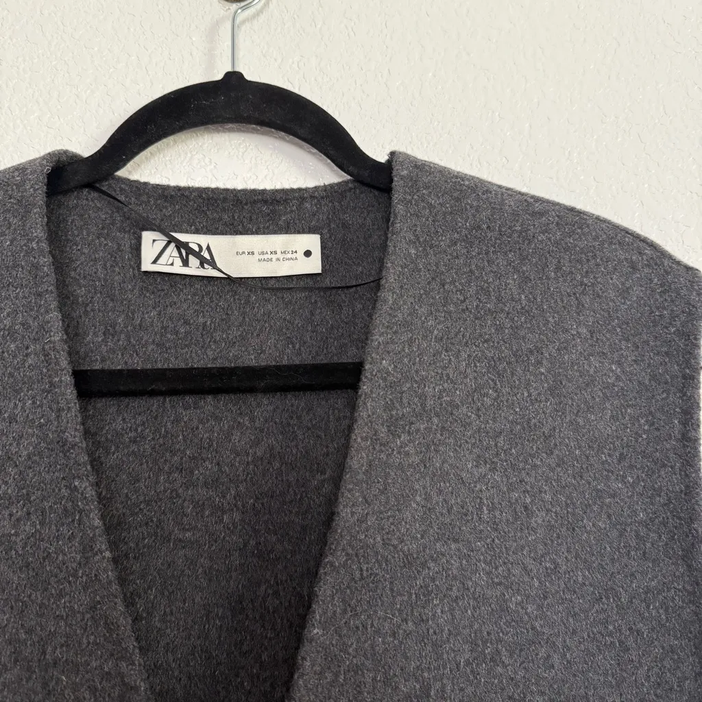 Zara Wool Blend Vest in Dark Gray XS - Image 3