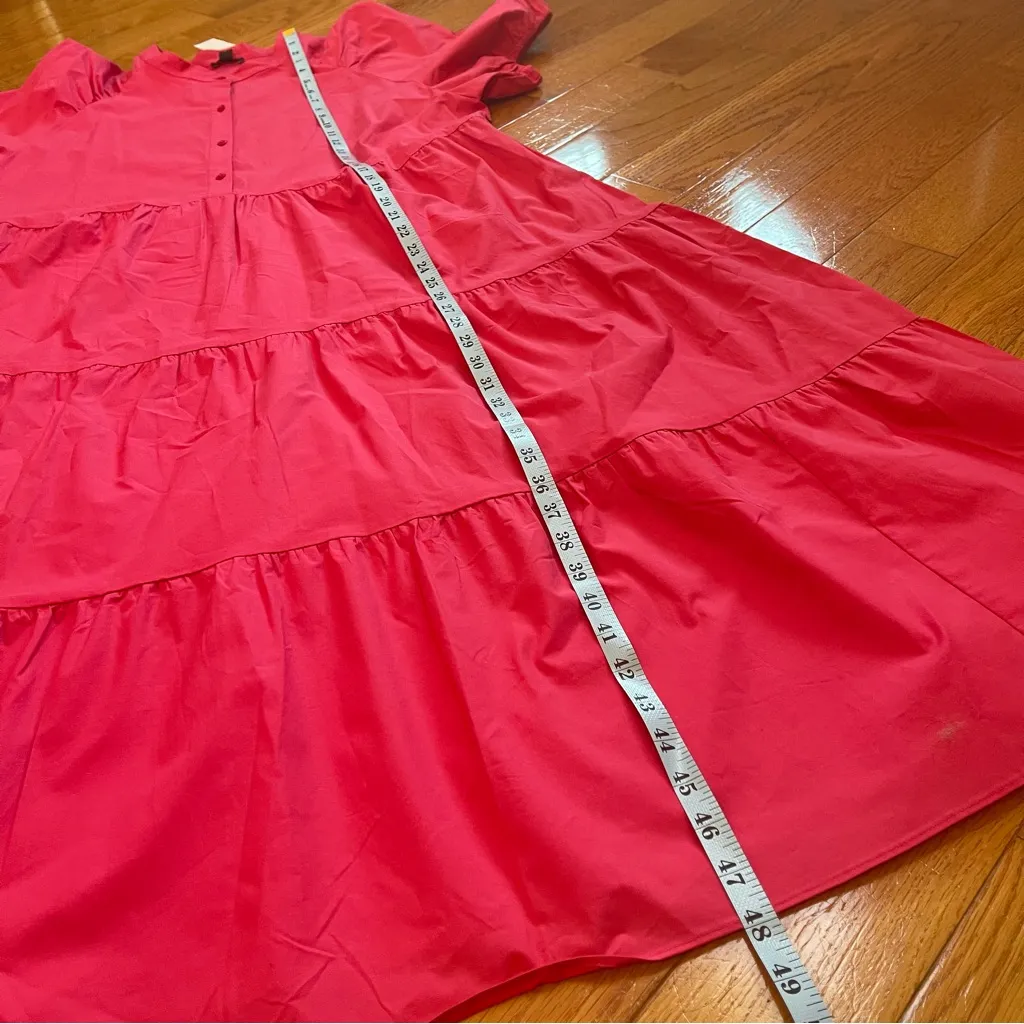 Ann Taylor Loose Fit Tiered Voluminous Maxi Cotton Blend Dress Fuchsia Sz XL - Image 9