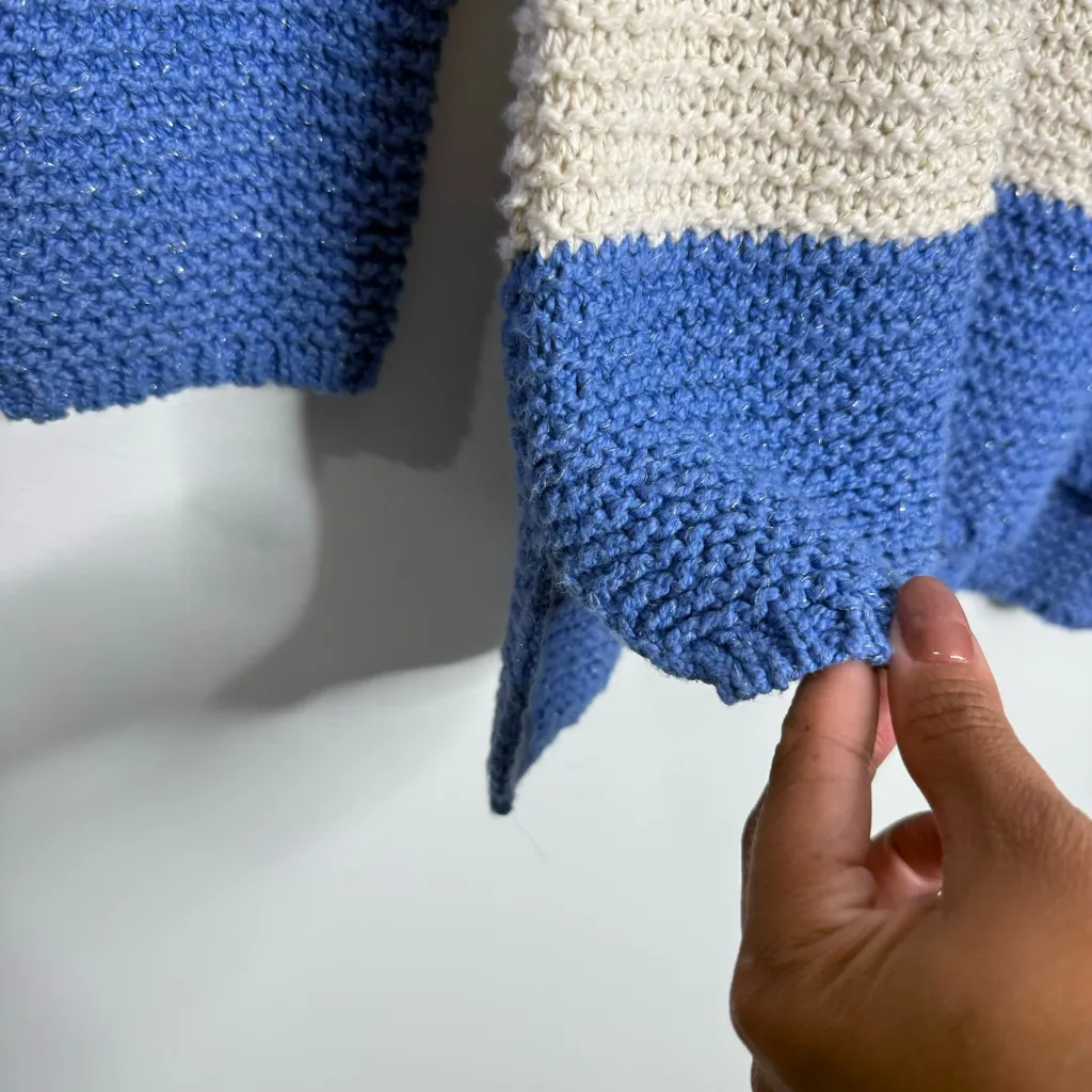 NWT Chico's‎ Horizontal Stripe Harley Pullover Sweater Blue/White Size Large (2) - Image 2