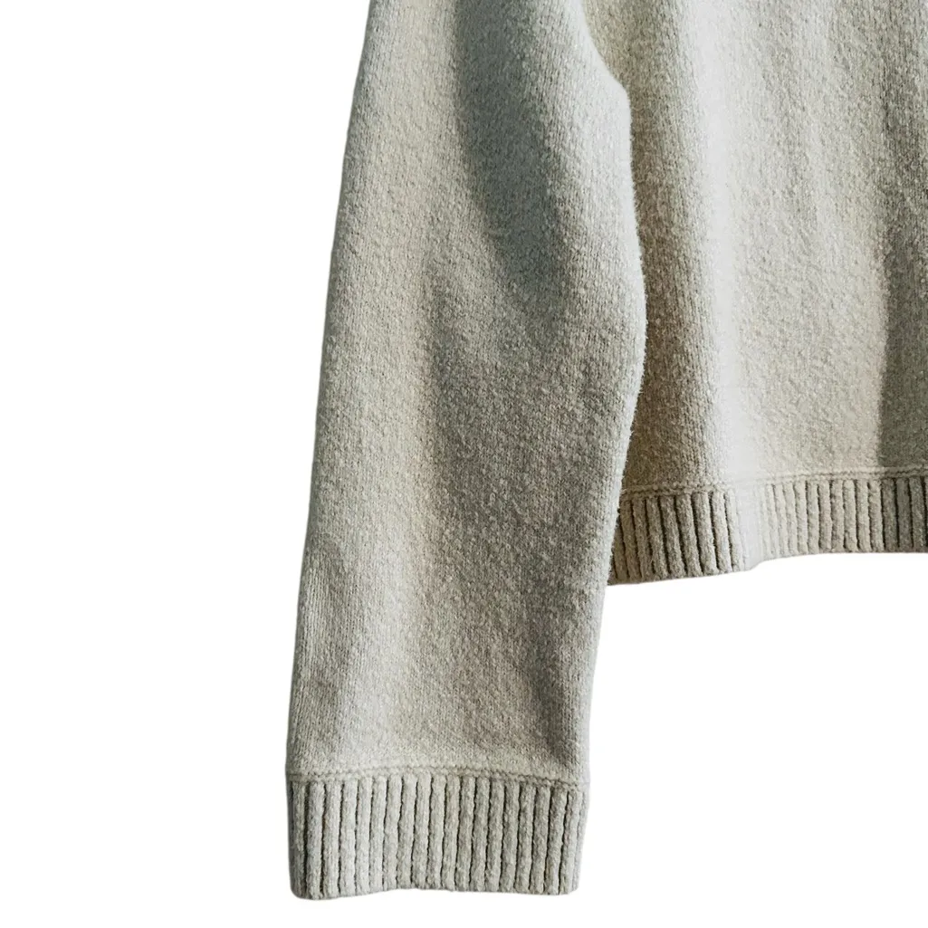 Lululemon Brushed Cotton Merino Blend Crewneck Sweater Ivory Preppy Size Small - Image 4