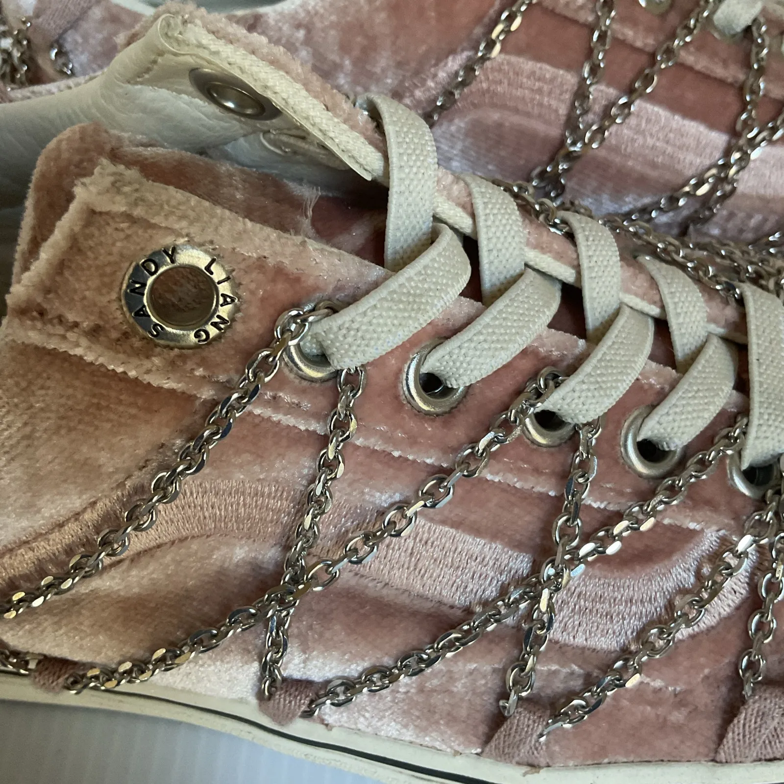Vans x Sandy Liang Pink Velvet Chain Sneakers • Women’s US 6 • Limited Edition - Image 10