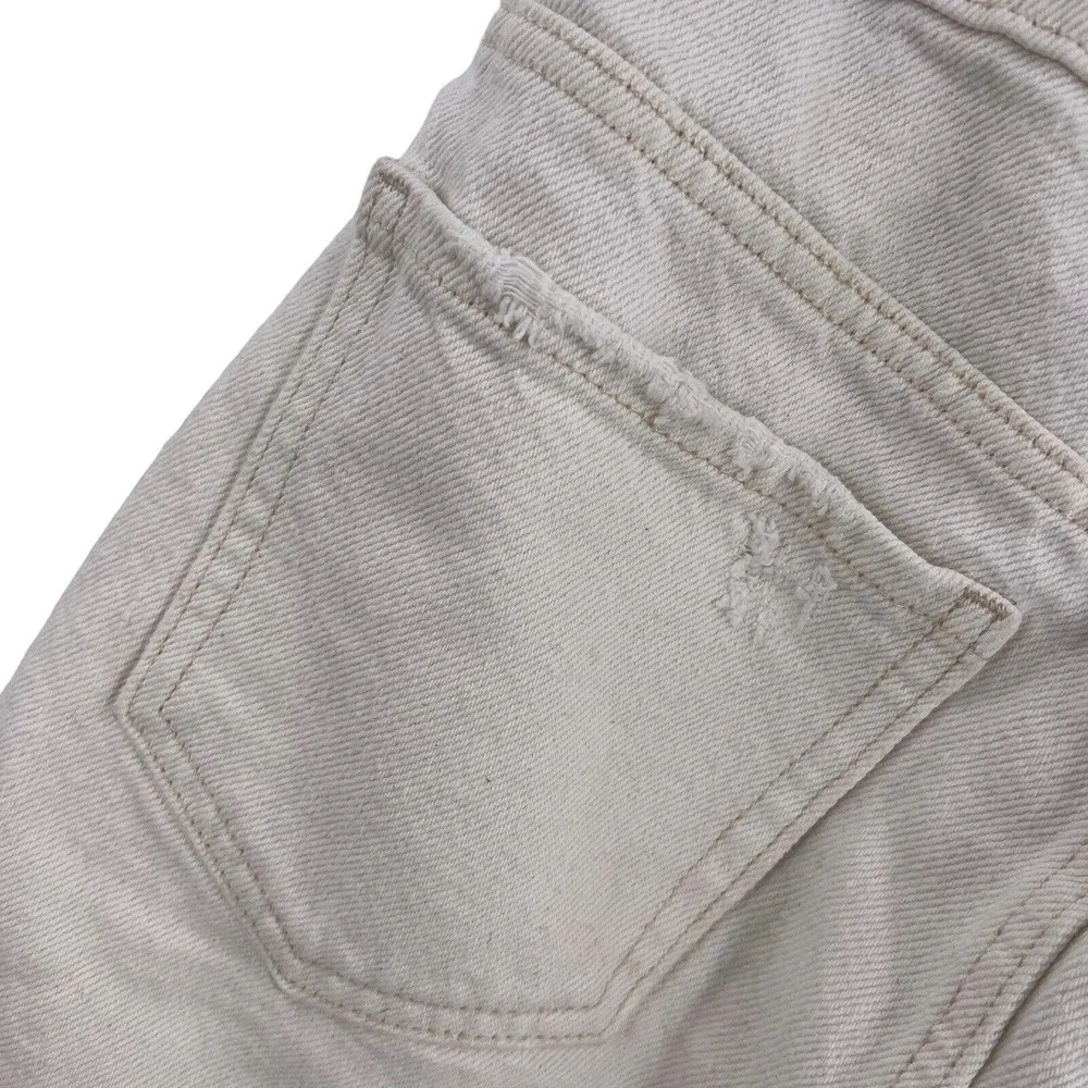 Bershka White Denim Distressed Skirt Size 2 - Image 4