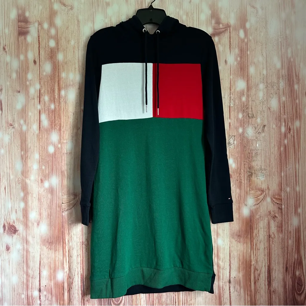 Tommy Hilfiger Navy Logo Sweatshirt Hoodie Dress - Image 2