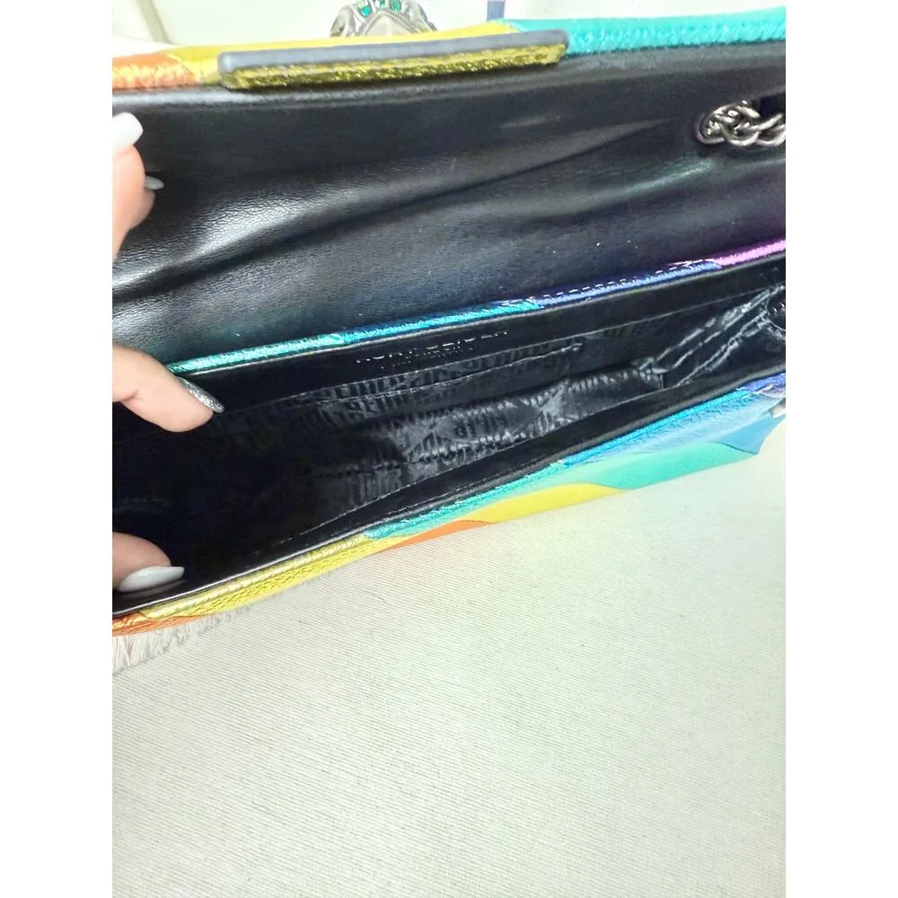 Kurt Geiger London Kensington Leather Striped Crossbody Shoulder Handbag Multi - Image 9