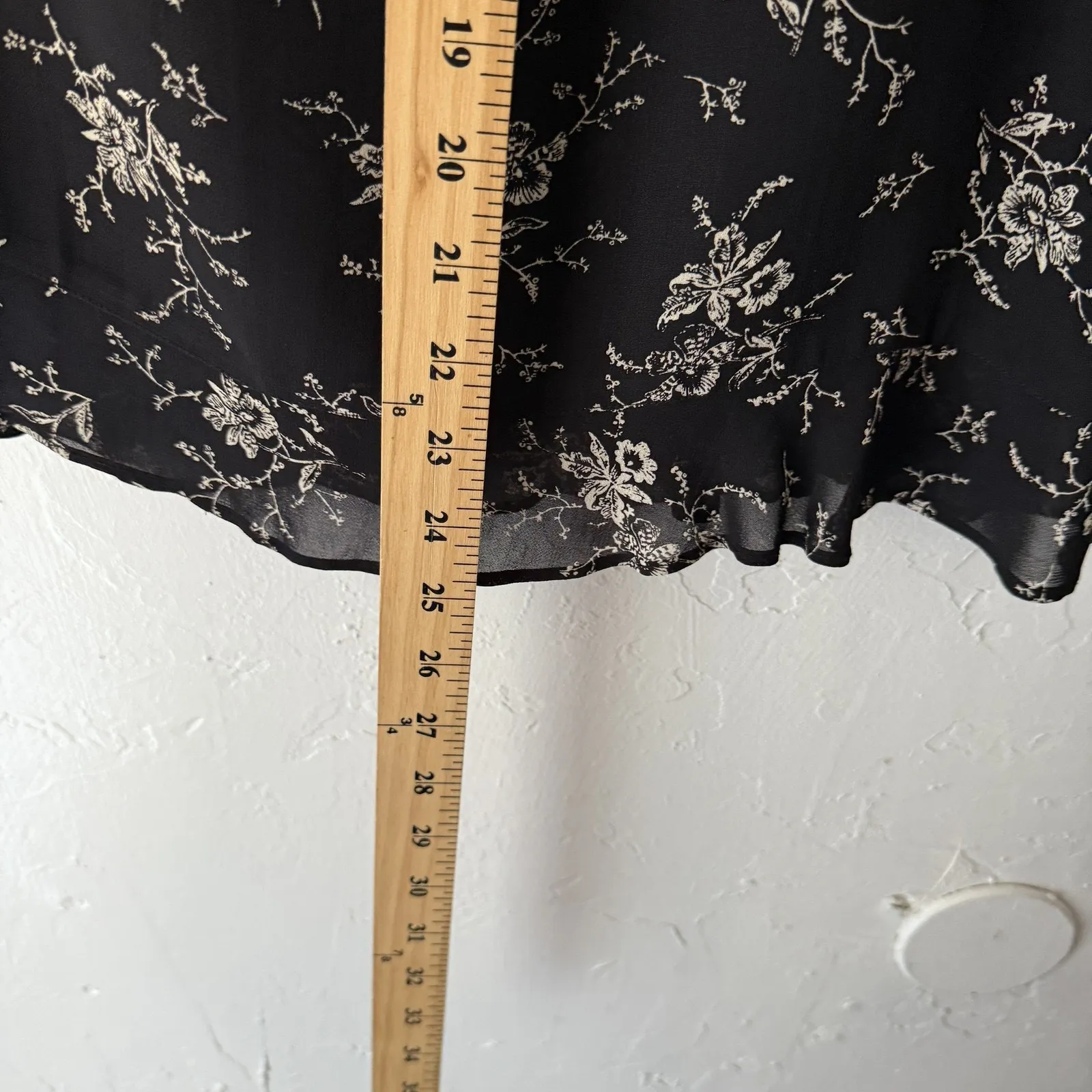 Talbots Skirt Y2k 10 Black White Floral Midi Side Zip Lined‎ Whimsigoth Witchy - Image 8