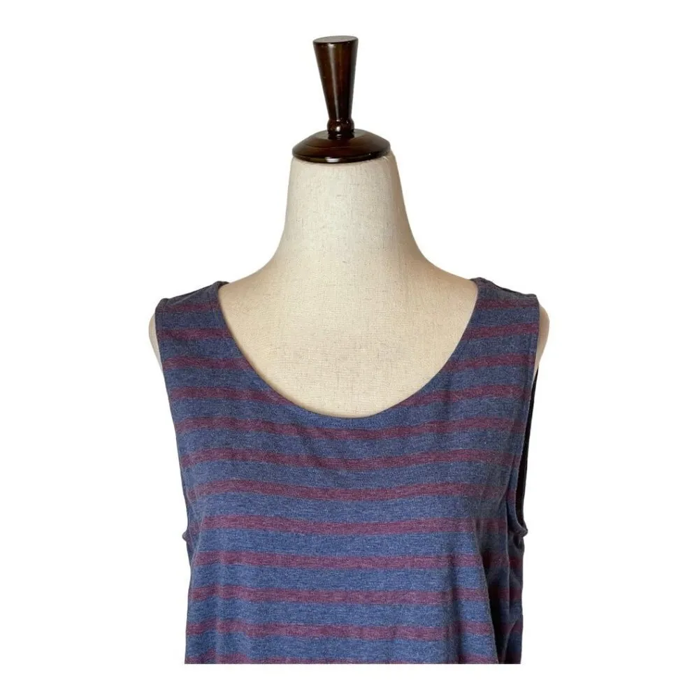 Talbots Blue And Purple Stripe Sleeveless Faux Wrap Skirt‎ Dress Size S - Image 3