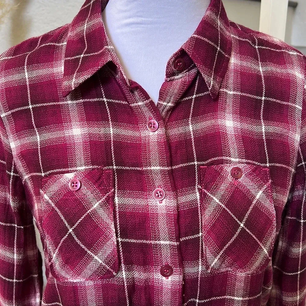 BCBGeneration Plaid Button Up Flannel Western Top - Image 2