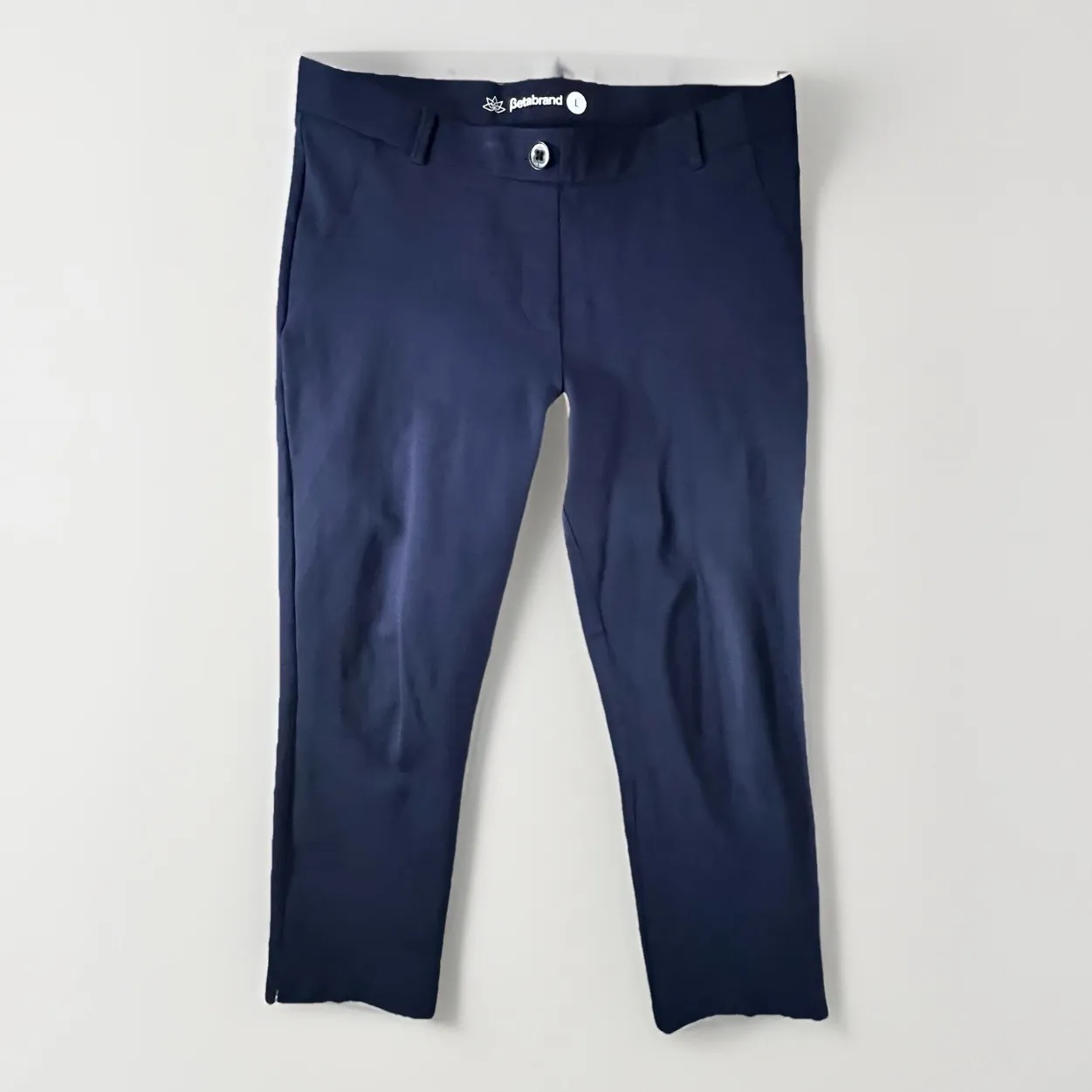 Betabrand‎ Women's Dress Yoga Pants Navy Blue Size L Work Career Stretch capri - Image 2