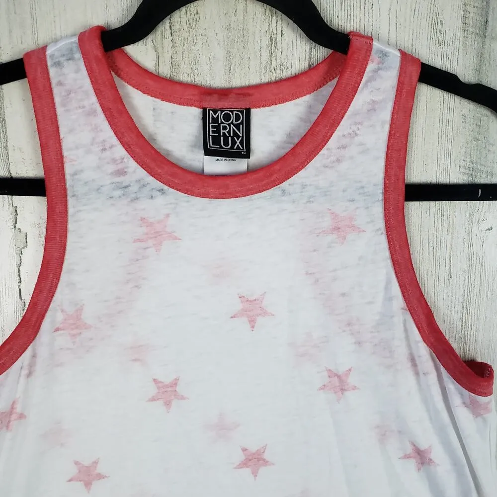 Modern Lux Shark Bite Star Print Graphic Sleeveless Tank Top Women's Size Small - Image 2