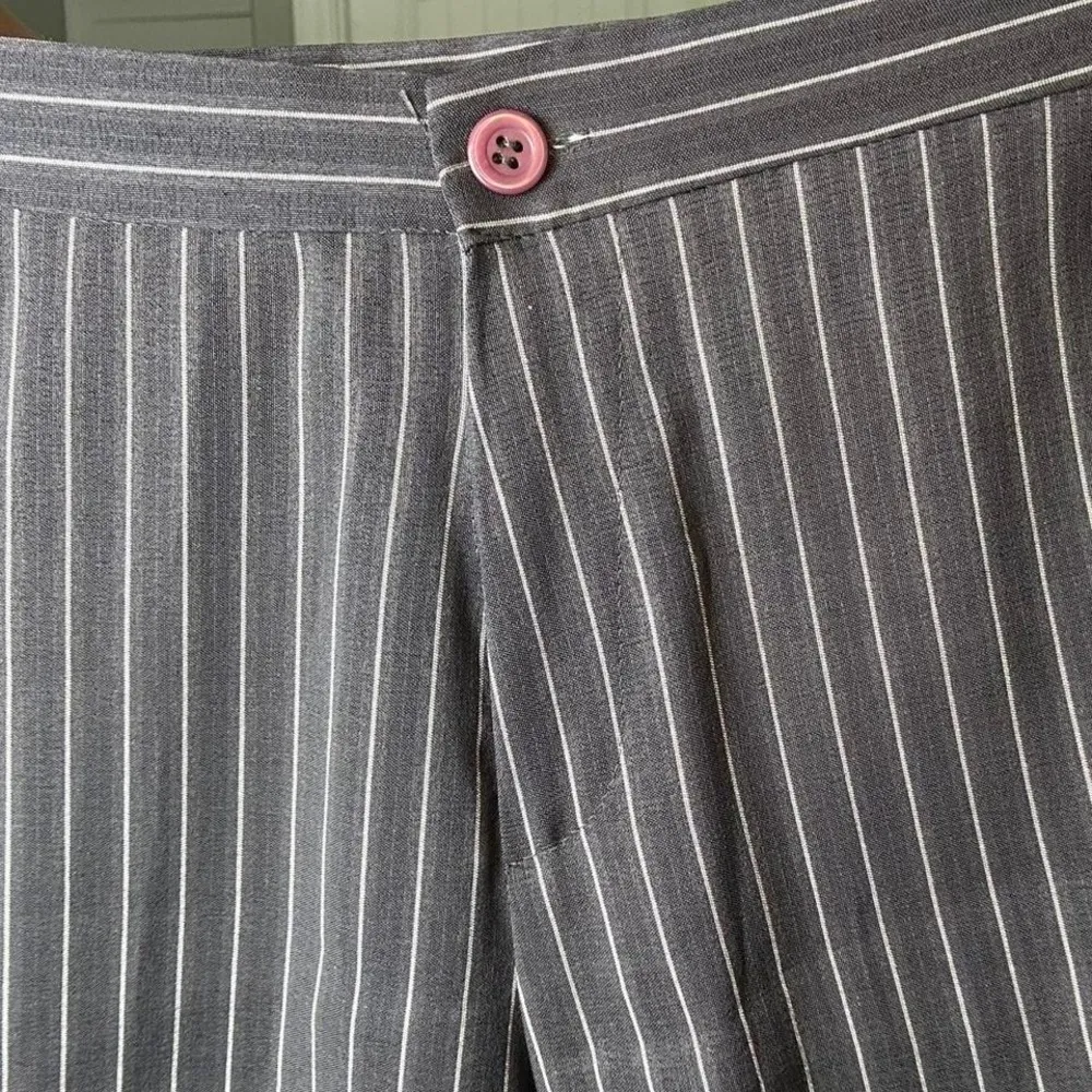 Grey and white pinstripe flare pants Black - Image 8